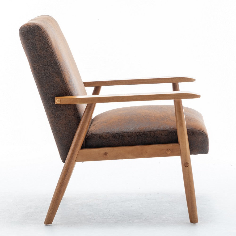 Myra Accent Armchair with Solid Wood Frame | Light Brown Microfiber