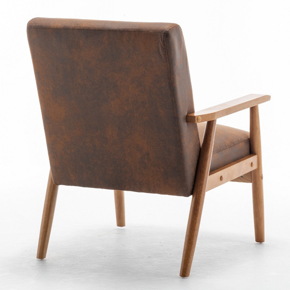 Myra Accent Armchair with Solid Wood Frame | Light Brown Microfiber