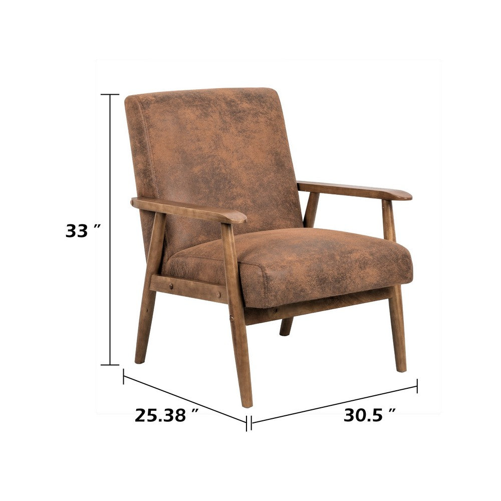 Myra Accent Armchair with Solid Wood Frame | Light Brown Microfiber