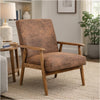 Myra Accent Armchair with Solid Wood Frame | Light Brown Microfiber