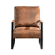 Kriya Accent Lounge Arm Chair with Black Metal Frame | Brown Microfiber