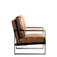 Kriya Accent Lounge Arm Chair with Black Metal Frame | Brown Microfiber