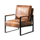 Kriya Accent Lounge Arm Chair with Black Metal Frame | Brown Microfiber