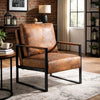 Kriya Accent Lounge Arm Chair with Black Metal Frame | Brown Microfiber