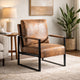Kriya Accent Lounge Arm Chair with Black Metal Frame | Brown Microfiber