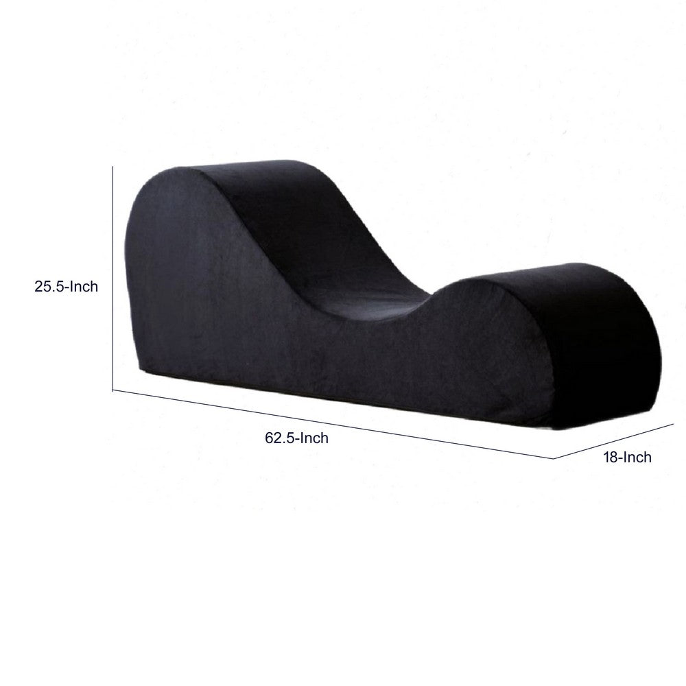 Siva Ergonomic Chaise Lounge Chair | Curved Design | Black Faux Leather