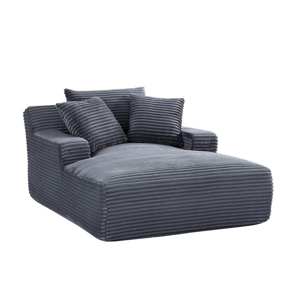 Cline Oversized Chaise Lounge Chair with 2 Pillows | Gray Corduroy