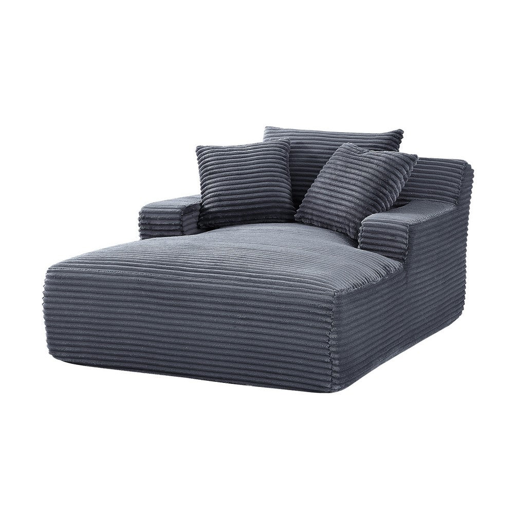 Cline Oversized Chaise Lounge Chair with 2 Pillows | Gray Corduroy