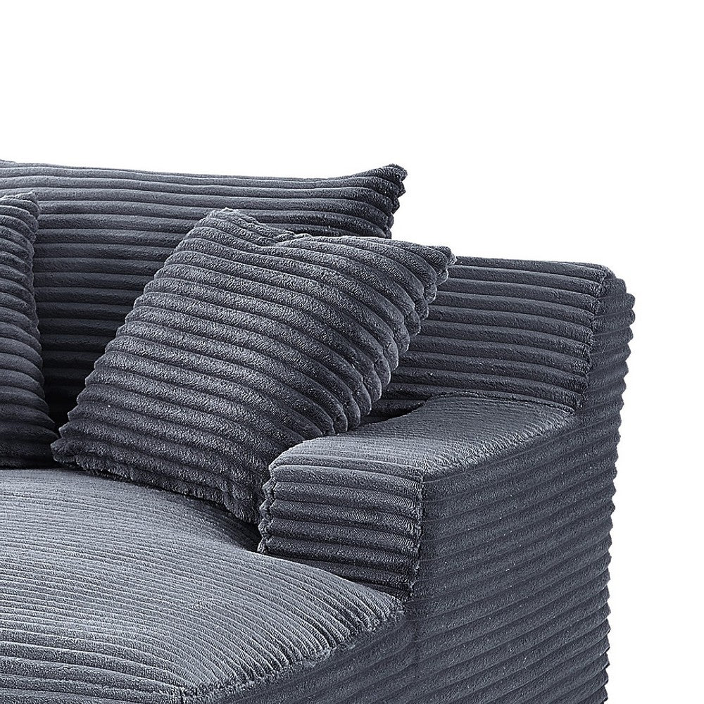 Cline Oversized Chaise Lounge Chair with 2 Pillows | Gray Corduroy