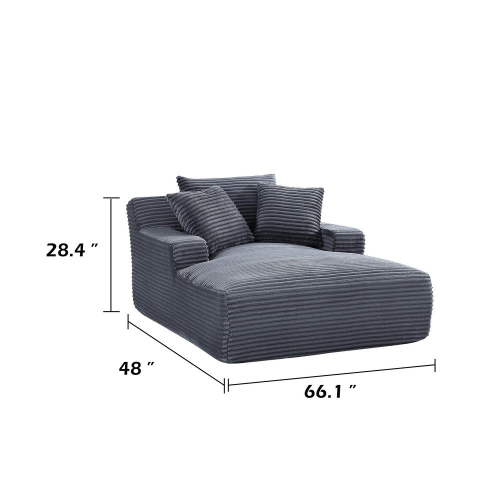 Cline Oversized Chaise Lounge Chair with 2 Pillows | Gray Corduroy