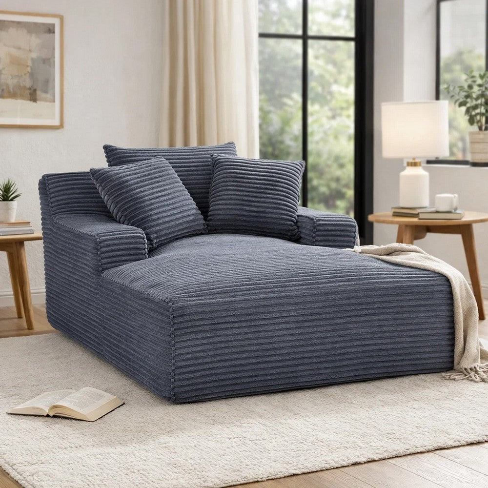 Cline Oversized Chaise Lounge Chair with 2 Pillows | Gray Corduroy