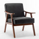 Ryno Mid-Century Accent Chair | Natural Wood Frame | Black Faux Leather
