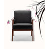 Ryno Mid-Century Accent Chair | Natural Wood Frame | Black Faux Leather