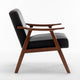 Ryno Mid-Century Accent Chair | Natural Wood Frame | Black Faux Leather