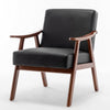 Ryno Mid-Century Accent Chair | Natural Wood Frame | Black Faux Leather