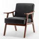 Ryno Mid-Century Accent Chair | Natural Wood Frame | Black Faux Leather