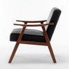 Ryno Mid-Century Accent Chair | Natural Wood Frame | Black Faux Leather