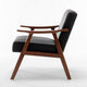 Ryno Mid-Century Accent Chair | Natural Wood Frame | Black Faux Leather