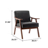 Ryno Mid-Century Accent Chair | Natural Wood Frame | Black Faux Leather