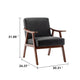 Ryno Mid-Century Accent Chair | Natural Wood Frame | Black Faux Leather
