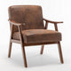 Ryno Mid-Century Accent Chair | Natural Wood Frame | Brown Microfiber