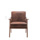 Ryno Mid-Century Accent Chair | Natural Wood Frame | Brown Microfiber