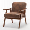 Ryno Mid-Century Accent Chair | Natural Wood Frame | Brown Microfiber