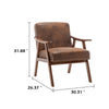 Ryno Mid-Century Accent Chair | Natural Wood Frame | Brown Microfiber
