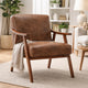 Ryno Mid-Century Accent Chair | Natural Wood Frame | Brown Microfiber