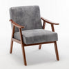 Ryno Mid-Century Accent Chair | Natural Wood Frame | Gray Microfiber