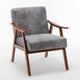 Ryno Mid-Century Accent Chair | Natural Wood Frame | Gray Microfiber