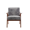 Ryno Mid-Century Accent Chair | Natural Wood Frame | Gray Microfiber