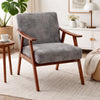 Ryno Mid-Century Accent Chair | Natural Wood Frame | Gray Microfiber