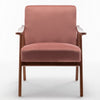 Ryno Mid-Century Accent Chair | Natural Wood Frame | Rose Pink Velvet