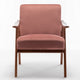 Ryno Mid-Century Accent Chair | Natural Wood Frame | Rose Pink Velvet