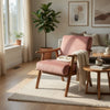 Ryno Mid-Century Accent Chair | Natural Wood Frame | Rose Pink Velvet