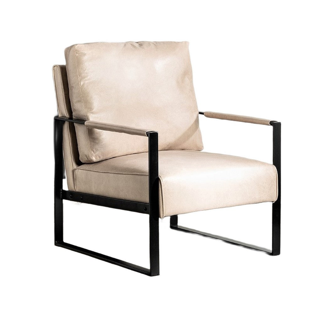 Kriya Accent Lounge Armchair | Black Metal Frame | Light Camel Microfiber