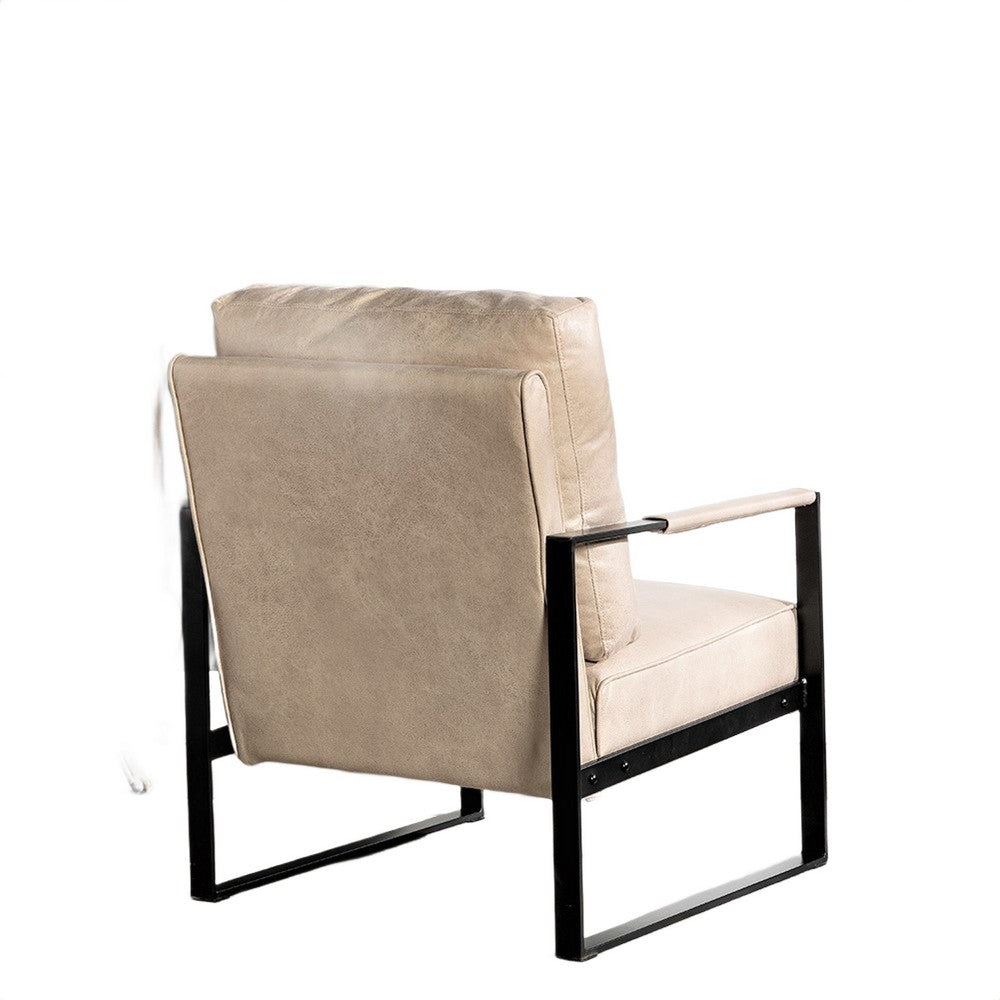 Kriya Accent Lounge Armchair | Black Metal Frame | Light Camel Microfiber
