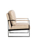 Kriya Accent Lounge Armchair | Black Metal Frame | Light Camel Microfiber