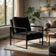 Kriya Accent Lounge Arm Chair with Black Metal Frame | Black Velvet
