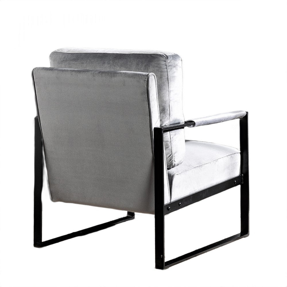 Kriya Accent Lounge Arm Chair with Black Metal Frame | Gray Velvet