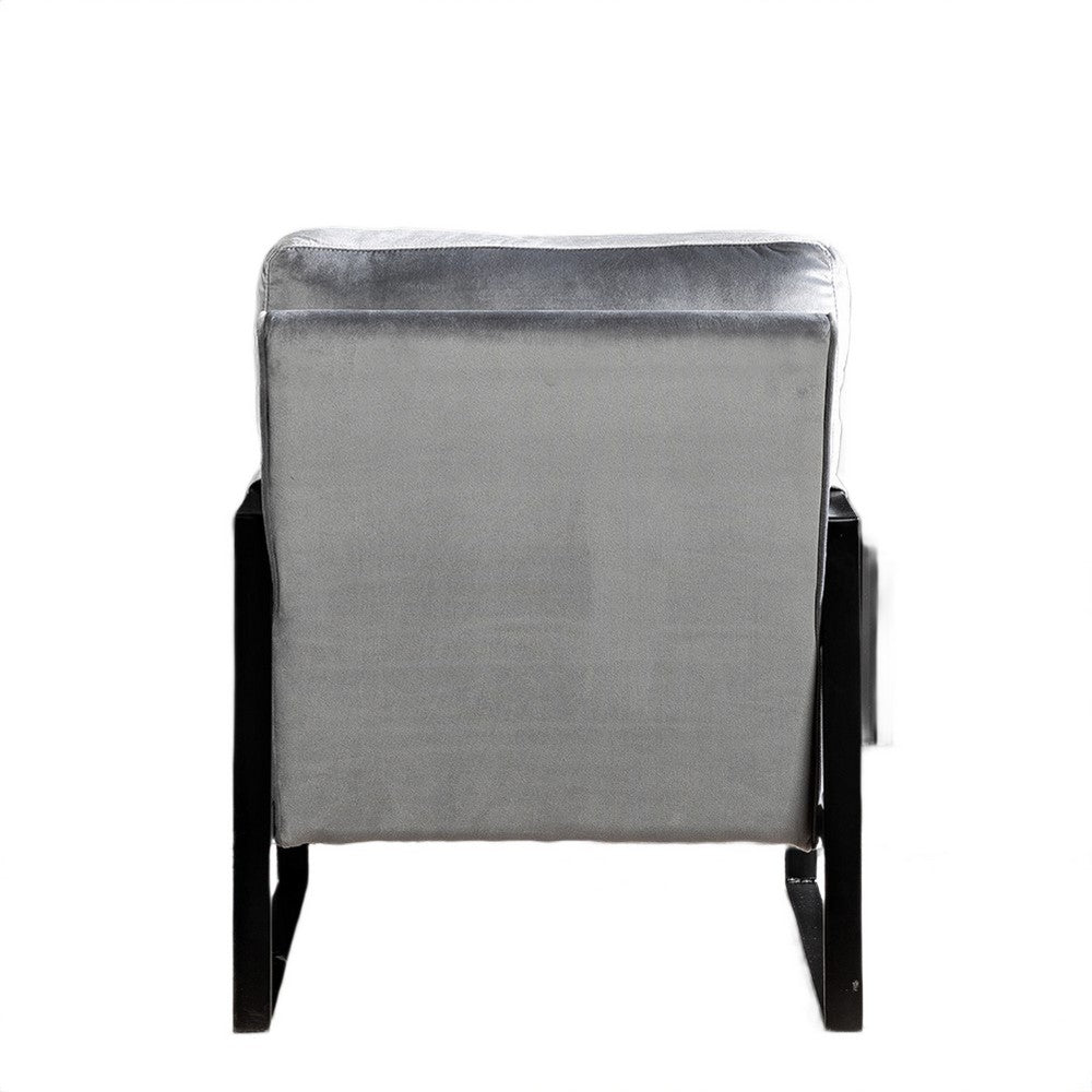 Kriya Accent Lounge Arm Chair with Black Metal Frame | Gray Velvet