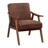 Ryno Mid-Century Accent Chair | Natural Wood Frame | Brown Microfiber