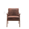 Ryno Mid-Century Accent Chair | Natural Wood Frame | Brown Microfiber
