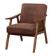 Ryno Mid-Century Accent Chair | Natural Wood Frame | Brown Microfiber