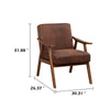 Ryno Mid-Century Accent Chair | Natural Wood Frame | Brown Microfiber