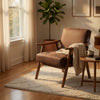 Ryno Mid-Century Accent Chair | Natural Wood Frame | Brown Microfiber