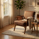 Ryno Mid-Century Accent Chair | Natural Wood Frame | Brown Microfiber