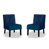 Revvy Armless Chair | Tapered Legs | Set of 2 | Dark Blue Tufted Velvet