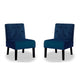 Revvy Armless Chair | Tapered Legs | Set of 2 | Dark Blue Tufted Velvet